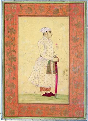 En ung adelsmand fra Mughal-hoffet, fra Large Clive Album (tonet tegning med wc på papir)