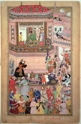 Akbar giver audiens, af Husays Naggash og Kesu, fra 
