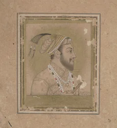 Portræt af Shah Jehan, ca. 1600-tallet (blæk med akvarel og guld)