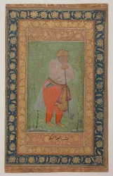 Raja Man Singh I af Amber, ca. 1590 (blæk, uigennemsigtig akvarel og guld på papir)