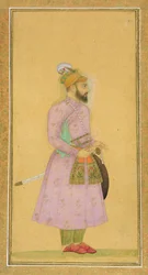 Stående figur af en Mughal-prins, fra Small Clive Album, ca. 1630-40 (gouache & wc på papir)