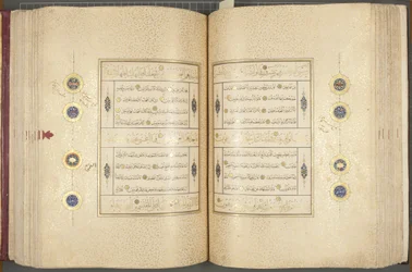 Fol 137 verso 183 recto, Timuridisk Koran, 1441 (blæk og guld på papir)