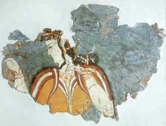 Hofdame, fresko fra Mykene-paladset, Grækenland, mykensk civilisation