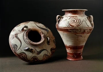 Mykensk kunst: keramiske vaser. 1400 f.Kr. Agora-museet, Athen, Grækenland