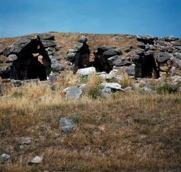 Mykensk kunst: huse bygget i fæstningsværket i byen Tirynthe, omkring 1200 f.Kr. Grækenland