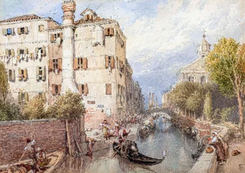 En sidekanal i Venedig (akvarel)