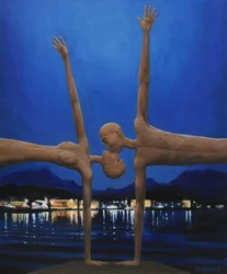 Surrealistisk natlig omfavnelse