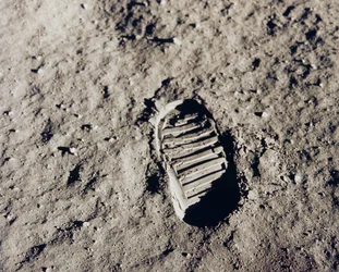 Apollo 11 bootprint på månen, juli 1969.