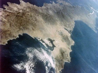 Baja California set fra ombord på den anden rumfærgeflyvning, november 1981.