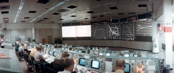 Mission Operations Control Room i Mission Control Centre, Houston, Texas, USA, 1971.ston, 1971.