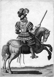 En Yeoman of the Guard, der deltager i dronning Elizabeth I på et fremskridt