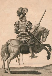 A Yeoman of the Guard, der deltager i Queen Elizabeth on a Progress, c1800.