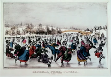 Skøjteløb i Central Park, New York (farvetryk)