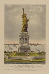 Den store Bartholdi-statue, Frihed, der oplyser verden, Frankrigs gave til det amerikanske folk, ca. 1885 (kromolitografi)