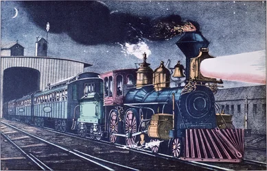 The Night Express, ca. 1860 (farve litho)