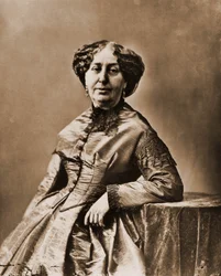 Portræt af George Sand (Aurore Dupin, Baronne Dudevant) (1804-1876), romanforfatter (foto)