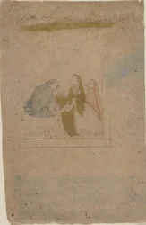 En dame med ledsagere, ca. 1775-80.