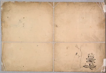 To elefanter, der kæmper i en gårdhave før Muhammad Shah, ca. 1730-40.