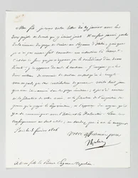 Underskrevet brev fra Napoleon til hans stedsøn, prins Eugène de Beauharnais Napoleon