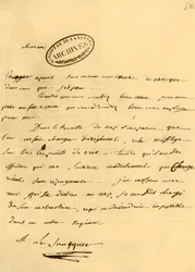 Brev fra Napoleon til Le Saucquer, krigsskriver, 3. juni 1791, 1921.