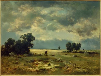 Tordenvejrslandskab (med jæger)