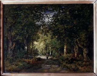 Vejen under træ Maleri af Narcisse Diaz de la Pena (1807-1876) 1800-tallet søn. 0,24x0,32 m