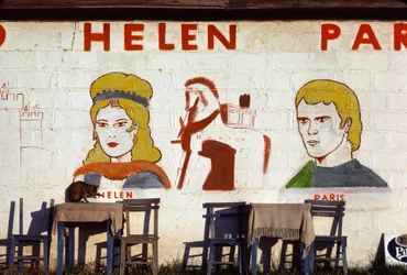 Vægmaleri på Helen of Troy-caféen i Troja, Tyrkiet