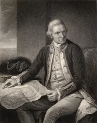 Kaptajn James Cook, graveret af W. Holl, fra „The National Portrait Gallery, bind IV“, udgivet ca. 1820