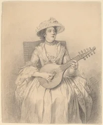 Kvinde, der spiller en cittern