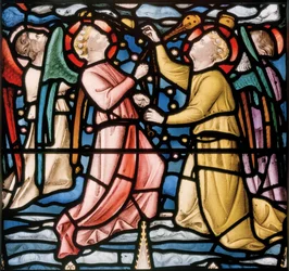 Three Censing Angels, detalje fra Christ In Majesty, ca. 1863 (farvet glas)