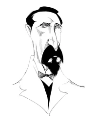 Alexander Borodin, russisk komponist, s/h karikatur, 2010 af Neale Osborne