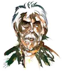 Sir Harrison Birtwistle - karikatur i farver