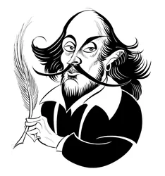 William Shakespeare - sort-hvid karikatur