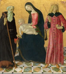 Madonna og barn med Saint Anthony Abbed og Saint Sigismund, ca. 14901495.