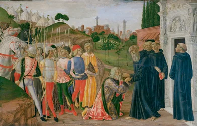 Scene fra Sankt Bernardinos liv (tempera på træ)