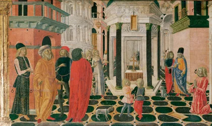 Scene fra Sankt Bernardinos liv (tempera på træ)