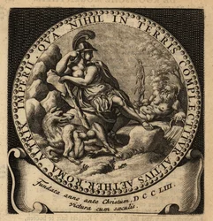 Allegorisk figur af Romerriget, Romulus og Remus.