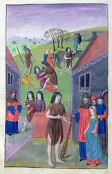 Ms 324 f.91 v. Hercules kæmper mod Achelous og tager tyren ved hornet, 1479