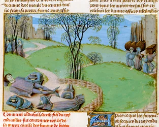 Ms. Royal 15 E.IV fol.187 Dødsfald fra hungersnød, fra 