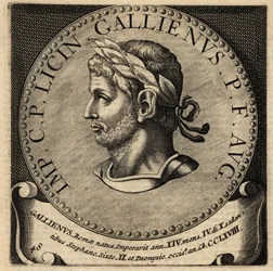 Portræt af romersk kejser Gallienus.