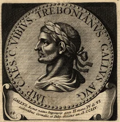Portræt af den romerske kejser Trebonianus Gallus.