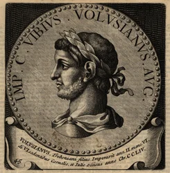 Portræt af den romerske kejser Volusian.