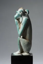 Amulet of a Monkey, 18.-19. dynasti, 1540-1186 (fajance) (se også 270369)