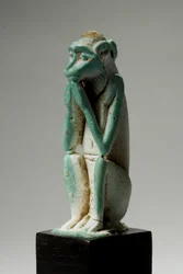 Amulet of a Monkey, 18.-19. dynasti, 1540-1186 f.Kr. (fajance) (se også 270368)