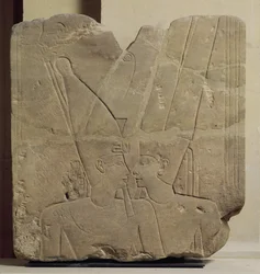 Guden Amon, der omfavner Ramses II, Karnak, ca. 1401-1213 f.Kr. (sandsten)