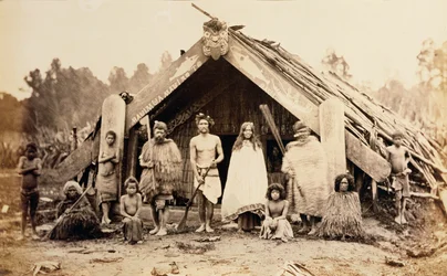 Maorifamilie, New Zealand, ca. 1880