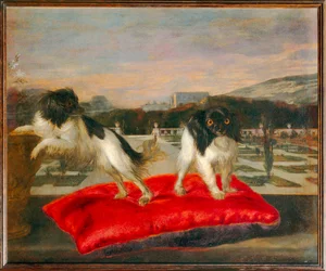 To små hunde på terrassen i en italiensk have - To små hunde på terrassen i en italiensk have ...