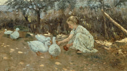 Den lille gåseflok, ca. 1892, af Niccolo Cannicci (1846-1906), olie på lærred, 40,5x70,5 cm.