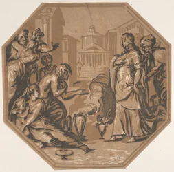 Folk, der hylder Psyches skønhed, ca. 1540-50., ca. 1540-50.