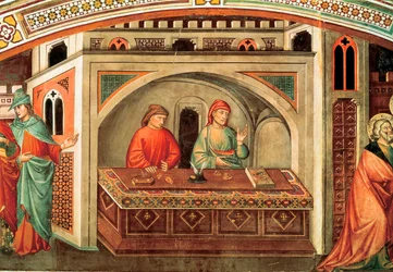 Historien om Sankt Matthæus, detalje af en fresco af Niccolo di Pietro Gerini, ca. 1400